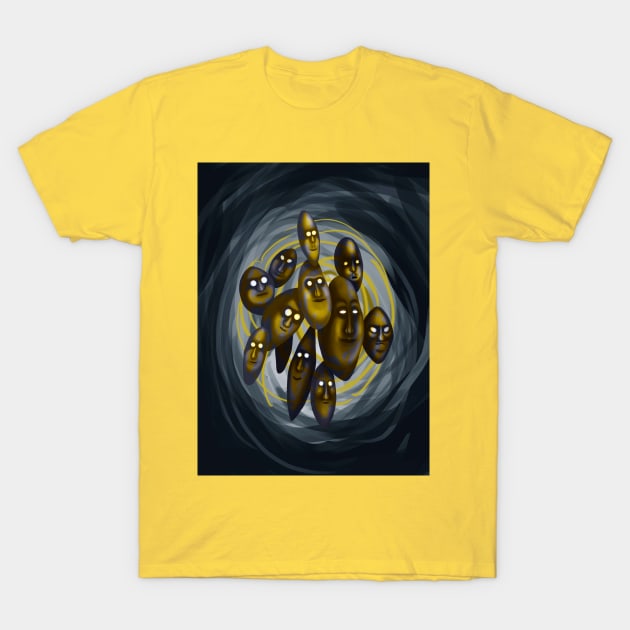 12 faces  Flying in space T-Shirt by sopotu